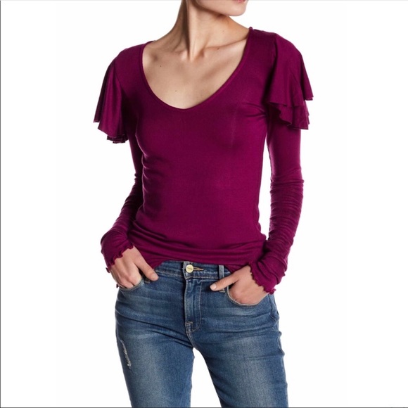 Free People berry color knit top NWT size small - Picture 2 of 5